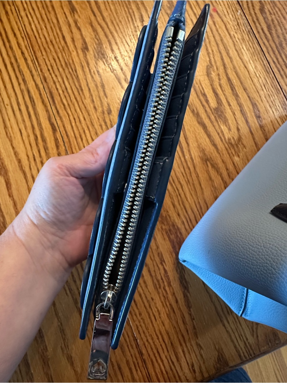 Kate Spade Light Blue and Navy Blue Leather Purse/Handbag with Matching Wallet - Picture 15 of 15